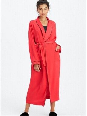 Fabletics Ecosatin Robe - Strawberry Red - Women Size XS